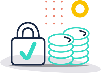 icon of rent data being secured by a lock